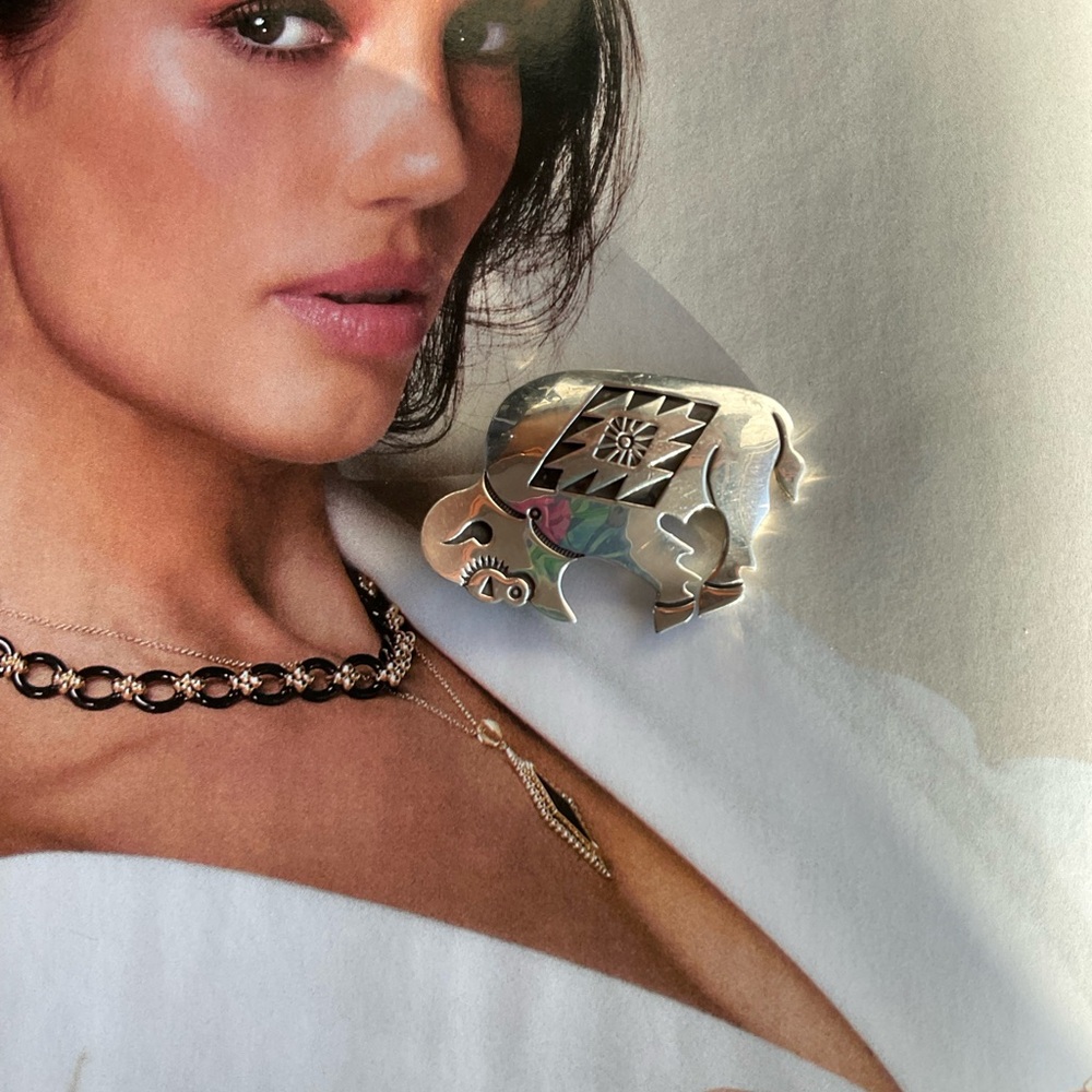 Native Made Sterling Silver Buffalo - image 1